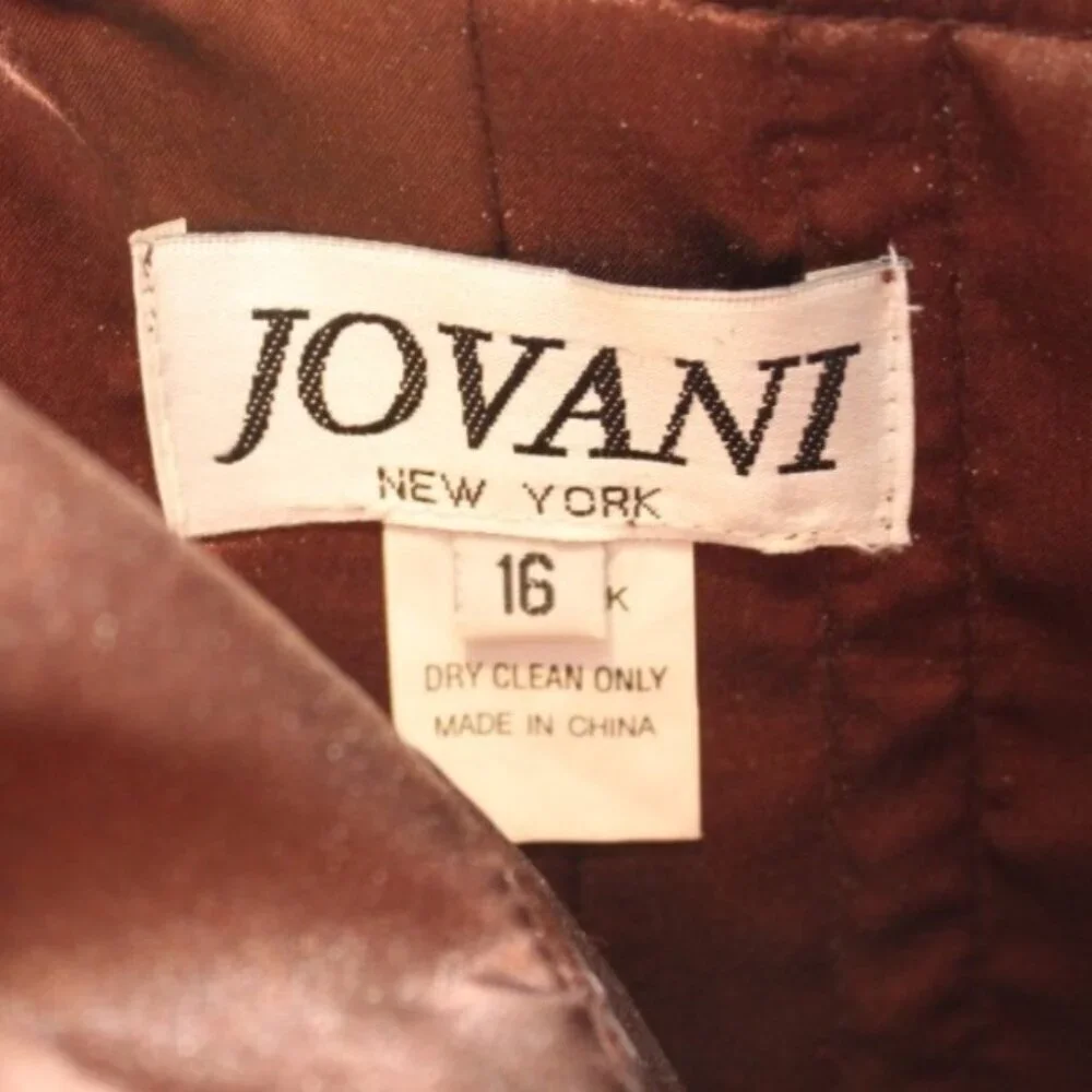 Jovani New York Strapless Beaded Ruched Chiffon Evening Gown 16 Chocolate Brown - Picture 5 of 6